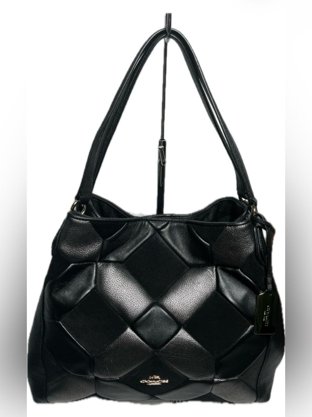 Coach Edie Black Quilted Patchwork w/ 3 types of Leather Shoulder Bag